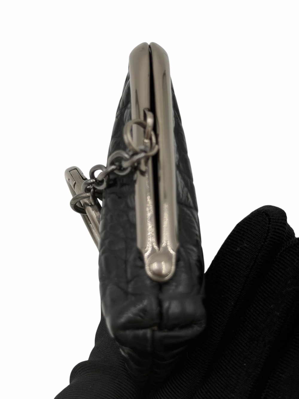 Patricia Nash Lorella Frame Wallet Coin Purse Key Fob Black Croc Leather - Picture 4 of 8